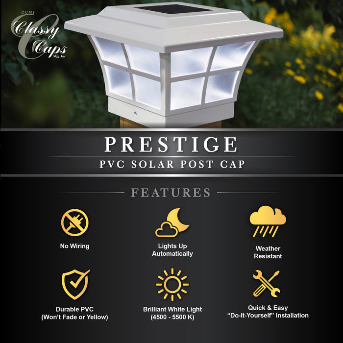 Classy Caps 4X4 White Pvc Prestige Solar Post Cap SLO79W