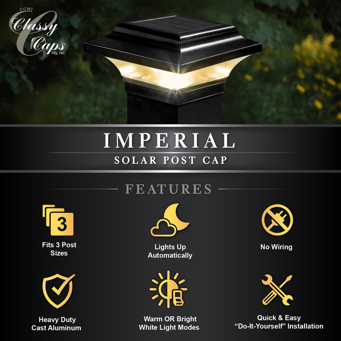 Classy Caps 2.5X2.5 Black Aluminum Imperial Solar Post Cap SLO82B