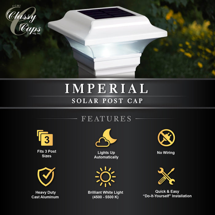 Classy Caps 2.5X2.5 White Aluminum Imperial Solar Post Cap SLO82W