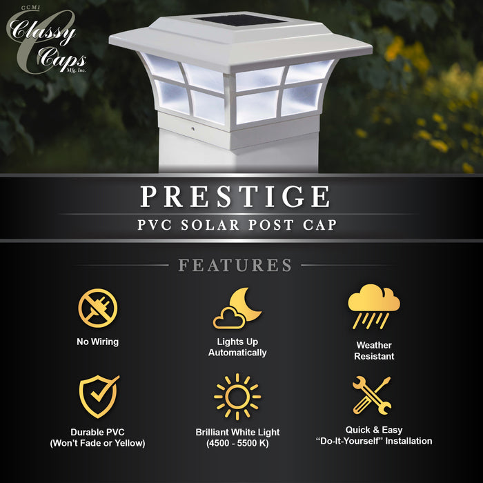 Classy Caps 5X5 White Pvc Prestige Solar Post Cap SLO85
