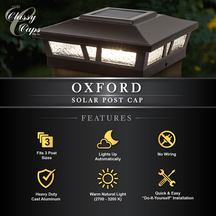Classy Caps 6X6 Brown Aluminum Oxford Solar Post Cap SLX772C