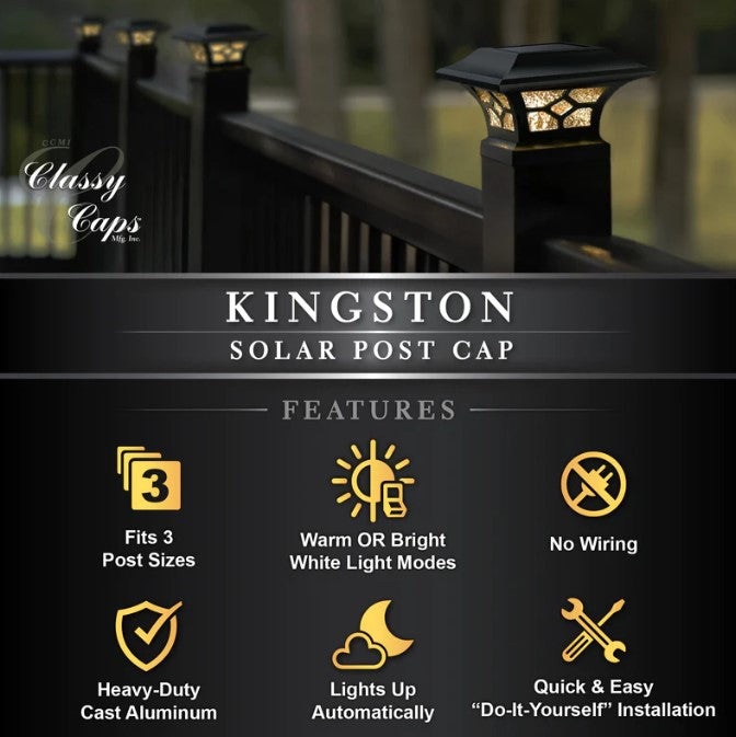 Classy Caps Kingston Black Dual Lighted Solar Post Cap SLZ332B
