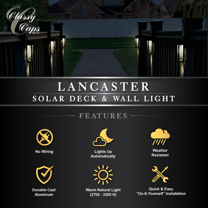 Classy Caps Black Aluminum Lancaster Deck & Wall Light - 2 Pk SWL888