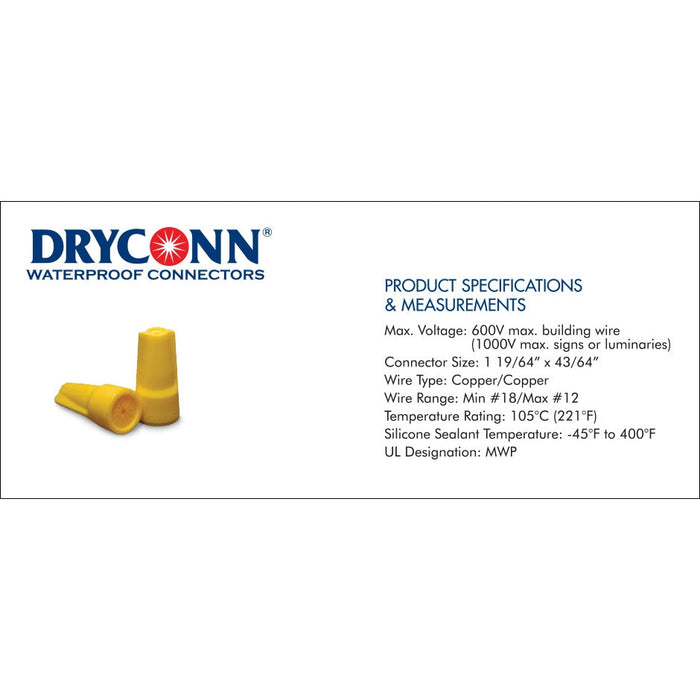 King Innovation - 10444 - DryConn Small Direct Bury* (King 4 Yellow), 10pc. Bag