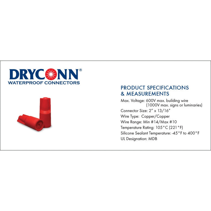 King Innovation - 10555 - DryConn Medium Direct Bury* (King 5 Red), 10pc. Bag