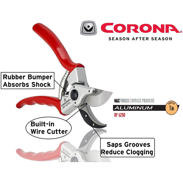 Corona - BP 6250 - MAX Forged Aluminum Bypass Hand Pruner, 1 Inch Cut