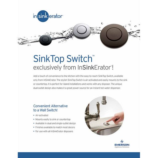 Insinkerator - 76696 - SinkTop Switch - Dual Outlet (Chrome and White Buttons included)