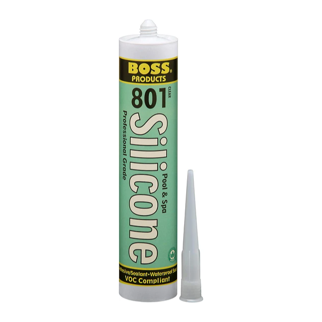 Boss 80100 801 Pool and Spa Clear Silicone Adhesive, Clear, 10.3-Ounce