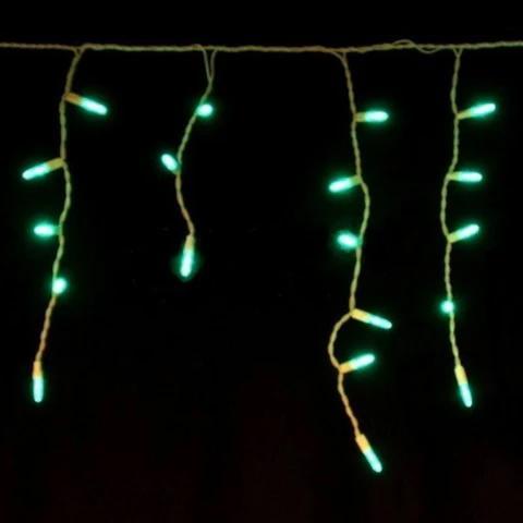 Seasonal Source - 88644-R - Green Icicle Lights on White Wire, 70 Bulbs