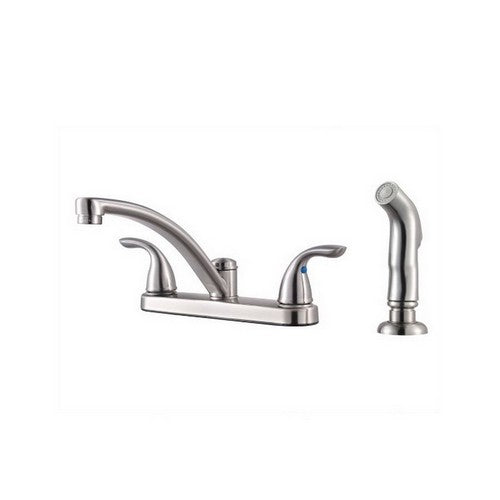 Pfister - G135-800S - Deck-Mount Two Handle Kitchen Faucet With Spray, Stainless Steel, Discontinued