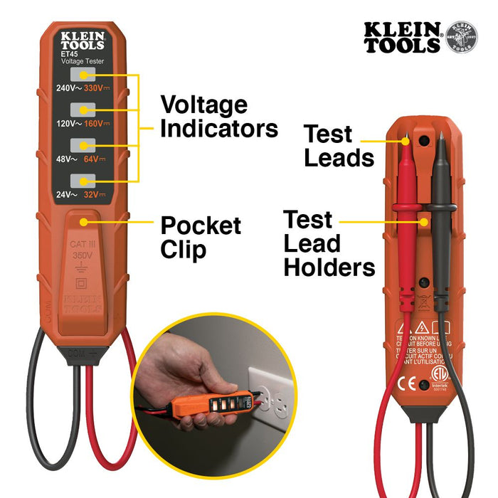 Klein Tools - ET45VP - AC/DC Voltage and Receptacle Electrical Test Kit