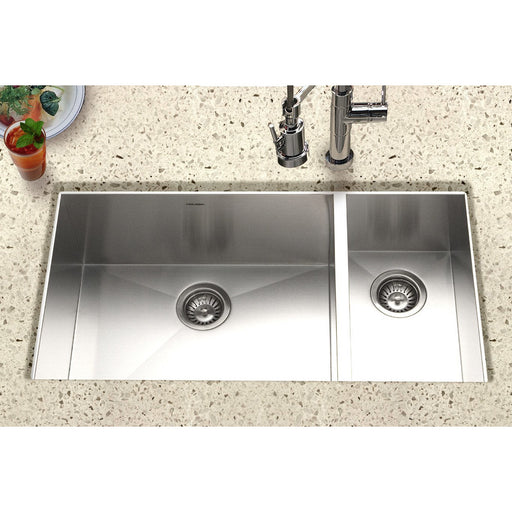 Houzer - Houzer CTO-3370SR Contempo Series Undermount Stainless Steel 70/30 Double Bowl Kitchen Sink, Prep bowl Right -  - Kitchen Sink - Undermount  - Big Frog Supply - 2