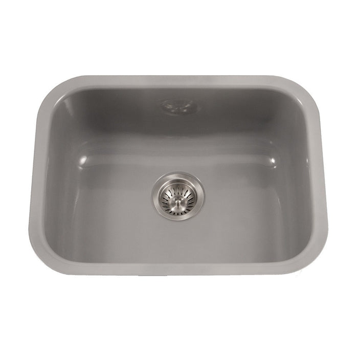 Houzer - Houzer PCS-2500 Porcela Series Porcelain Enamel Steel Undermount Single Bowl Kitchen Sink - Slate - Kitchen Sink - Undermount  - Big Frog Supply - 9