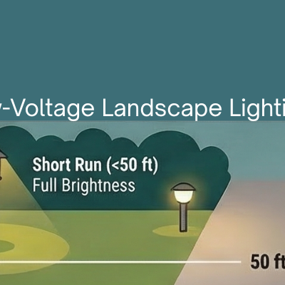 Image of landscape lighting with the title low volt lighting guide