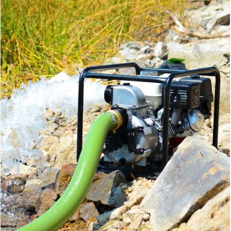 Tomahawk Power TW2H 3.5HP water pump showing engine, frame, and pump housing details