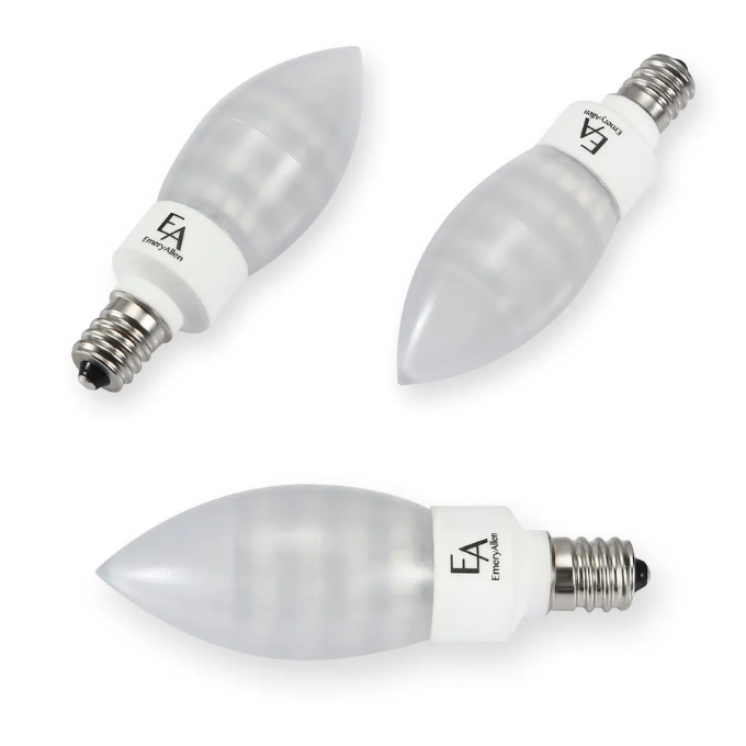 EmeryAllen 3W Candle-Tip E12 Candelabra Amber Turtle Bulb - 360 degree - specifications and dimensions — EA-E12-3.0W-002-AMB