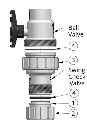 Boshart 2'' Combination Swing/Check/Ball Valves Slip