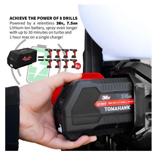 Tomahawk Power eTMD14 rechargeable backpack fogger with tank, harness, and spray equipment