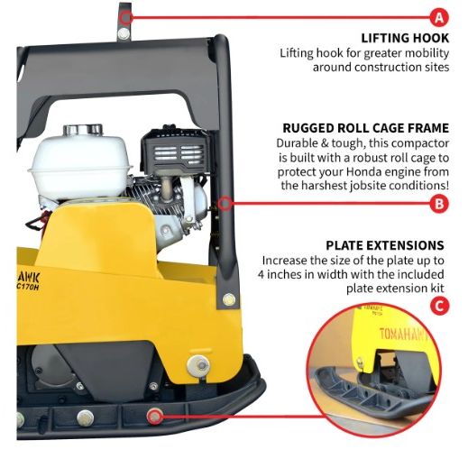Tomahawk Power TPC170H 375 lb vibratory plate compactor product detail