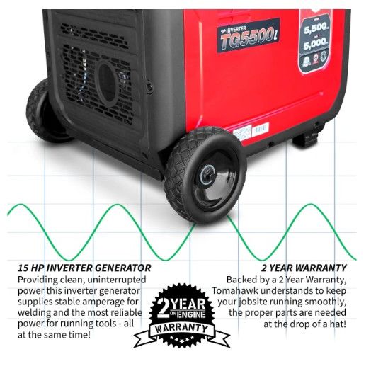 Tomahawk Power TG5500i portable generator product and feature detail