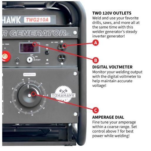 Tomahawk Power TWG210A engine driven inverter welder generator product detail