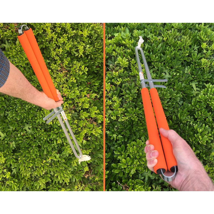 Arcmate KIWI Pick Up Tongs, Tweezer Style Outdoor Litter Pick Up Tool, Reacher Grabber, Adjustable from 24" to 33" Reach, Orange (15080)