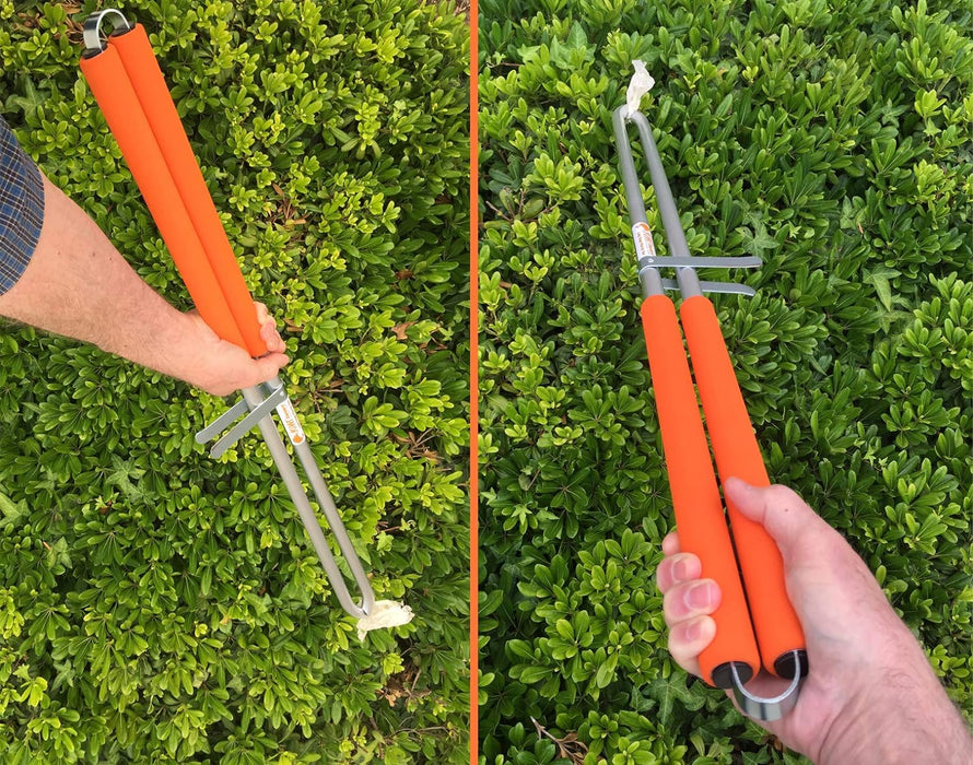 Arcmate KIWI Pick Up Tongs, Tweezer Style Outdoor Litter Pick Up Tool, Reacher Grabber, Adjustable from 24" to 33" Reach, Orange (15080)