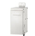 A stainless steel electrical enclosure box with the Kichler brand name embossed on the front, featuring a mounting bracket on top and a black cable entering from the bottom, set against a plain white background.