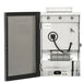A stainless steel electrical distribution cabinet with its door open, showing internal terminal blocks, a black cable, and control switches. The brand name 'KICHLER' is visible on the inner door panel.