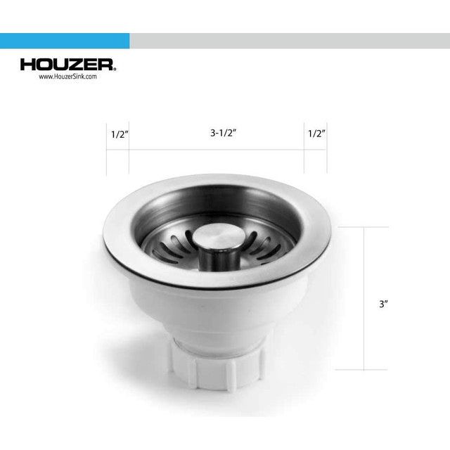 Houzer 3-1/2" Stainless Steel Pop-Up Basket Strainer 190-9400