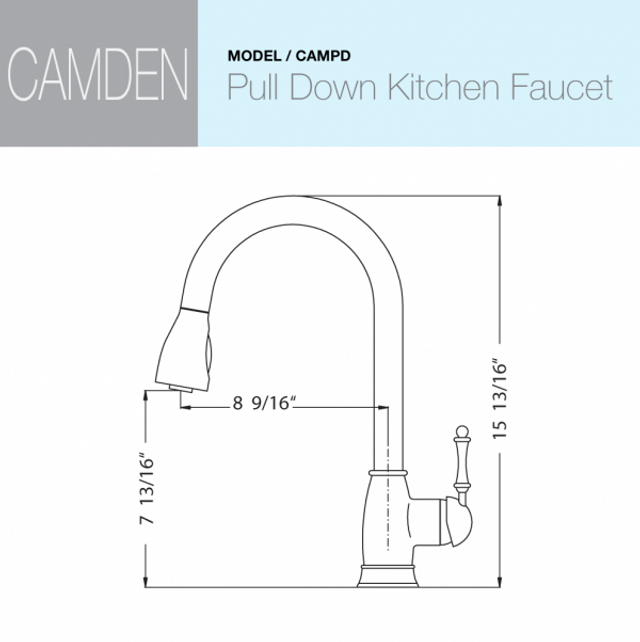 Houzer Camden Series Polished Chrome Single Handle Pull-Down Kitchen Faucet - CAMPD-368-PC