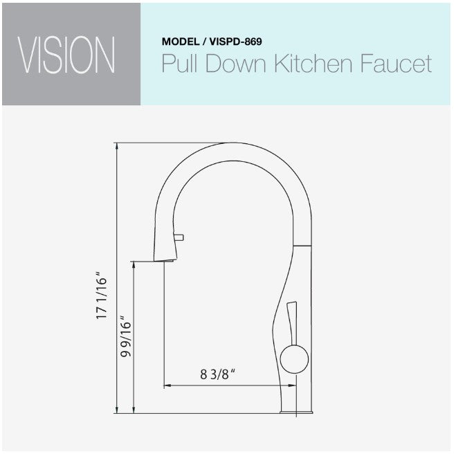 Houzer Vision Hidden pull Down Kitchen Faucet with CeraDox Technology VISPD-869-BN