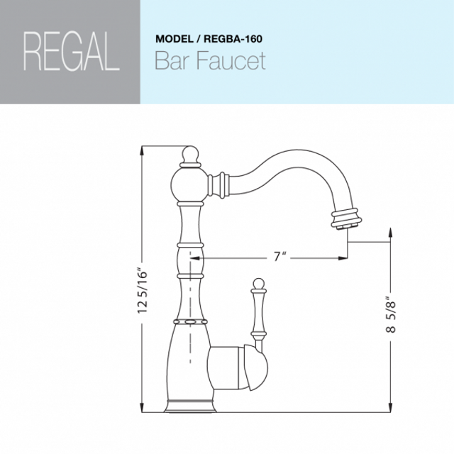 Houzer Regal Series Oil Rubbed Bronze Solid Brass Single Handle Kitchen Faucet - REGBA-160-OB