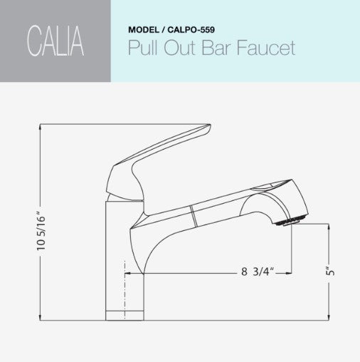 Houzer Calia Series Polished Chrome Single Handle Pull-Out Bar Faucet - CALPO-559-PC