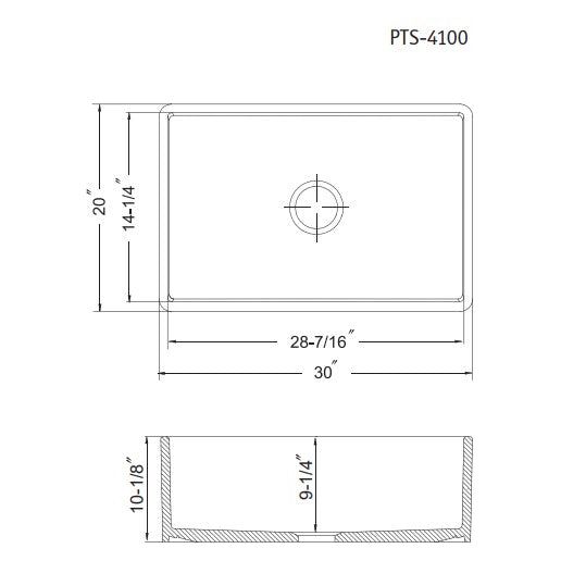 Houzer 30-Inch Apron-Front Fireclay Single Bowl Kitchen Sink PTS-4100 WH-C