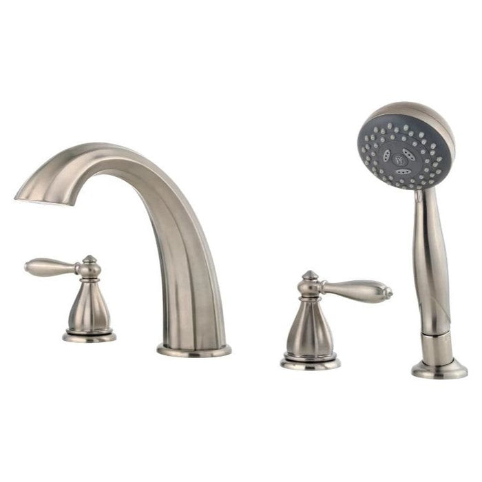 Pfister Portola 2-Handle Roman Tub Trim with HandShower Brushed Nickel: RT6-4RPK
