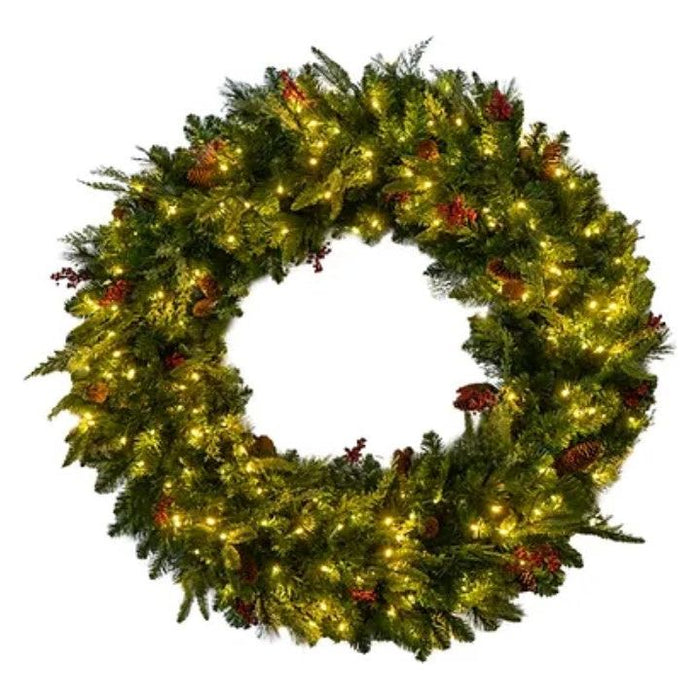 Seasonal Source - LEDWREATH-24-D - Decorated 24 Inch Prelit Wreath