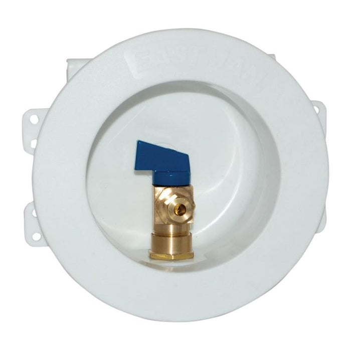 Eastman 60239, IBCPVC   White Mini Round Ice Maker Outlet Box, 1/2 inch, 1/2" CPVC Inlet