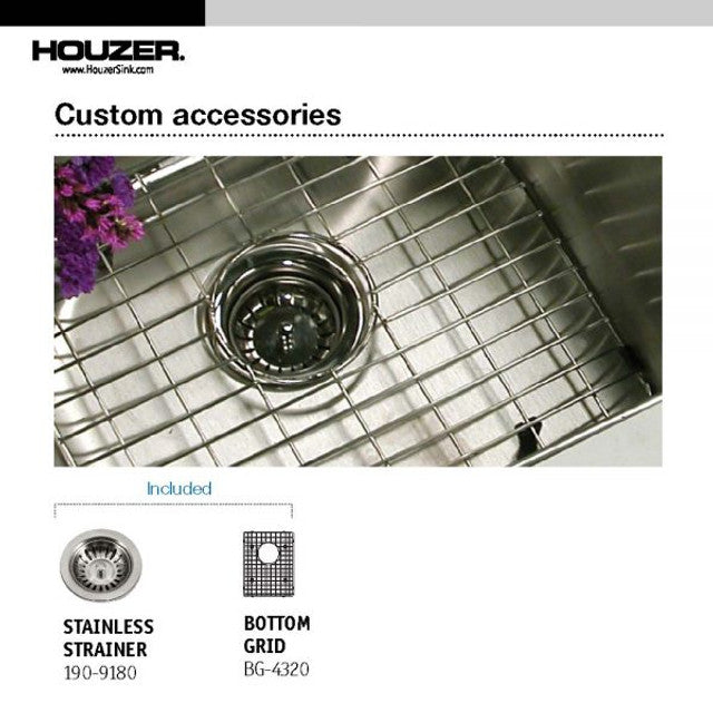 Houzer Savior Series 12" Stainless Steel Undermount Kitchen Bar/Prep Sink includes Basket Strainer