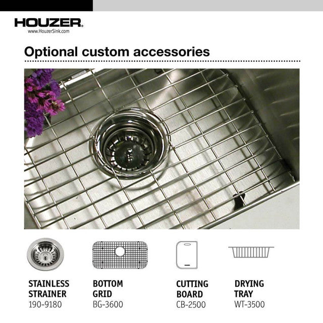 Houzer Premier Series 33" Stainless Steel Drop-in Topmount 4-hole Single Bowl Kitchen Sink,