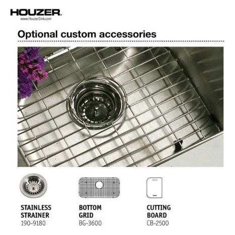 Houzer Eston Series 32" Stainless Steel Undermount Single Bowl Kitchen Sink includes Basket Strainer