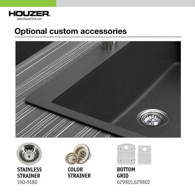 Houzer Topmount Double Bowl Granite Kitchen Sink P-175 MOCHA