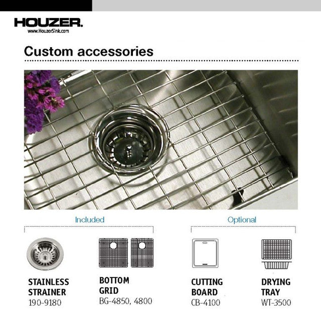Houzer Savior Series 32" Stainless Steel Undermount 10mm Radius 60/40 Double Bowl Kitchen Sink
