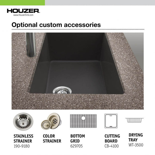 Houzer Undermount Double Bowl Granite Kitchen Sink P-175U CLOUD