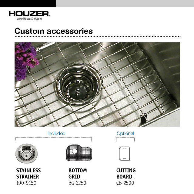 Houzer Belleo Series 31" Stainless Steel Drop-in Topmount Single Bowl Offset Kitchen Sink