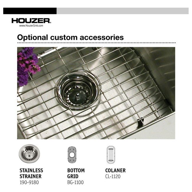 Houzer Club Series 10" x 18" Stainless Steel Undermount Bar/Prep Sink includes Basket Strainer