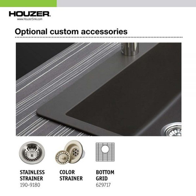Houzer Quartztone Series 15-3/4" Granite Composite Dual Mount Bar/Prep Sink - E-100 SLATE