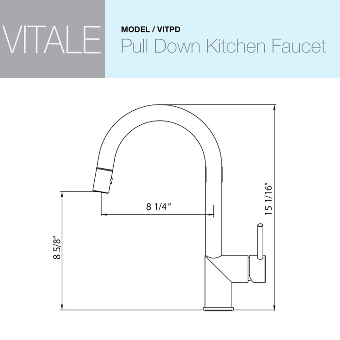 Houzer Vitale Pull Down Kitchen Faucet with CeraDox Technology VITPD-668-PC