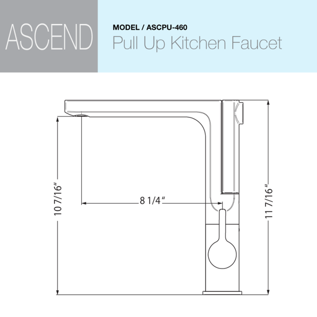 Houzer Ascend Series Brushed Nickel Integrated Single Handle Pull-Up Kitchen Faucet - ASCPU-460-BN