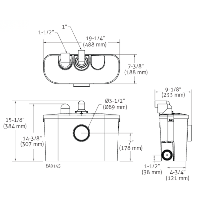Technical drawing of a cylindrical object with dimensions labeled